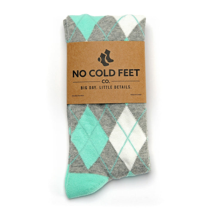 Mint and Grey Argyle Socks