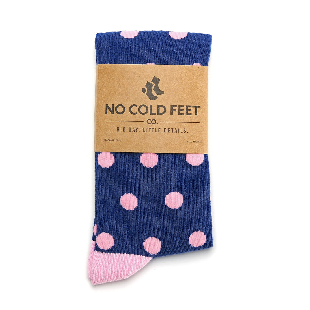 Navy Blue with Pink Polka Dot Socks