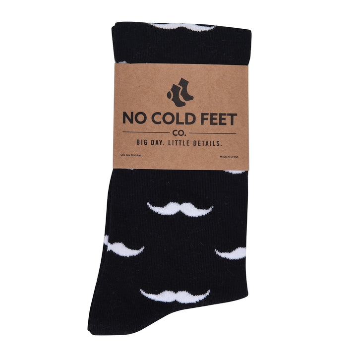Black with White Mustache Socks