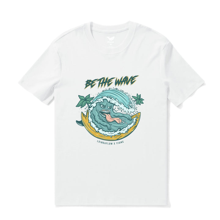 Hawaiian Tee For Men Be the Wave By Loindaflow Tee Crew Neck 100% Cotton - WHITE By Laihha Organna