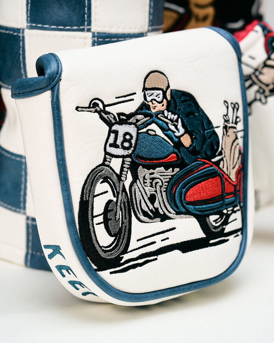 Check Sidecar Mallet Putter Cover - Blue / White