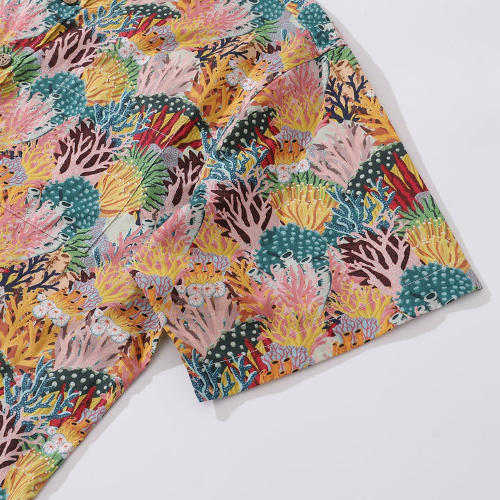 Men's Hawaiian Shirt Coral Reef Shirt 100% Cotton Button-down Short Sleeve Aloha Shirt By Fabian Lavater