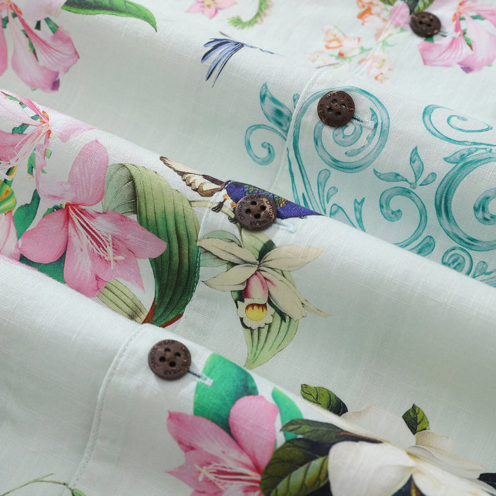 Hawaiian Shirts For Men Hummingbird Print Shirt 100% Cotton By Amy