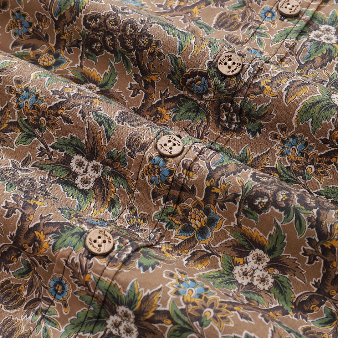 Men's Hawaiian Shirt Autumn Colors Print Cotton Button-down Short Sleeve Aloha Shirt By Amy