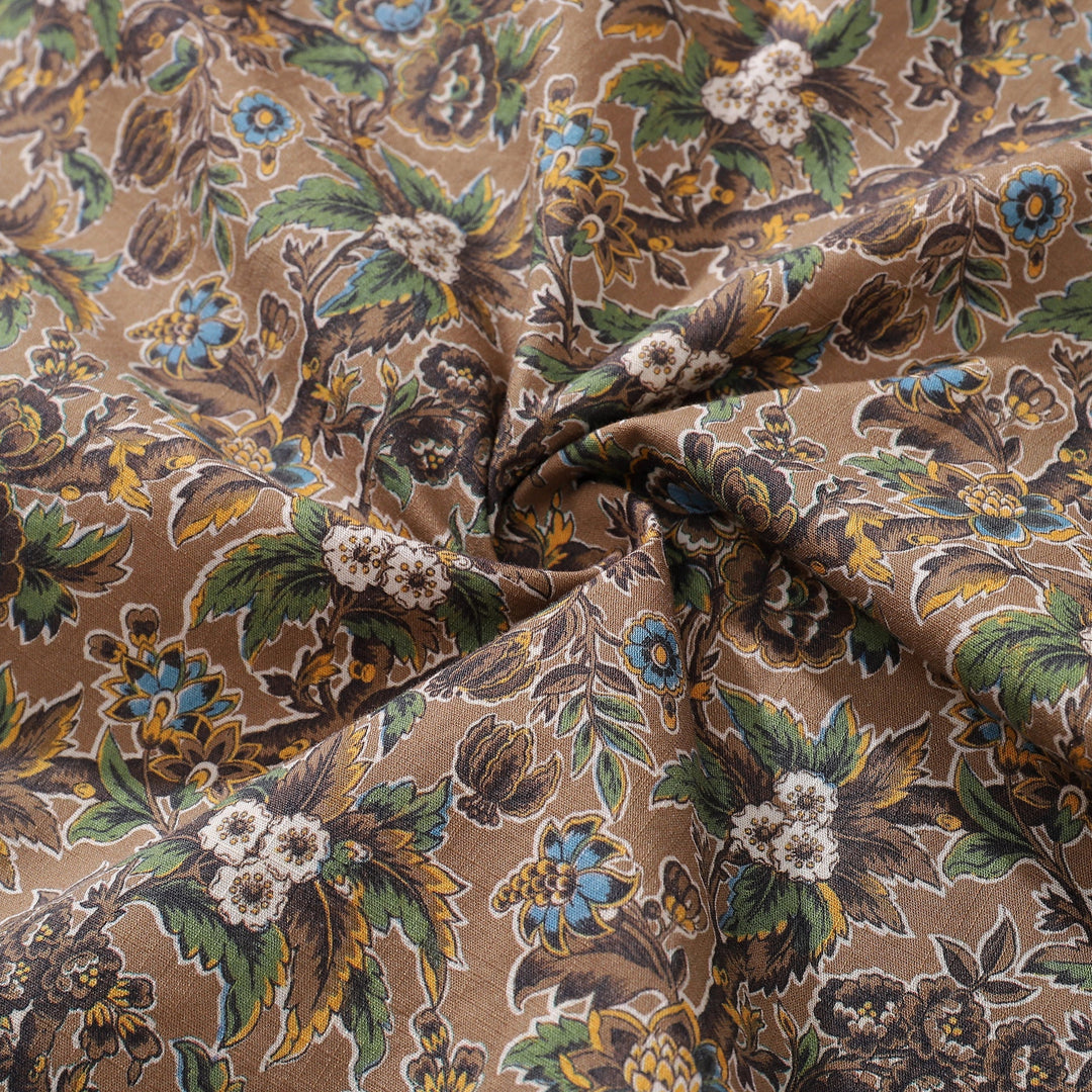 Men's Hawaiian Shirt Autumn Colors Print Cotton Button-down Short Sleeve Aloha Shirt By Amy