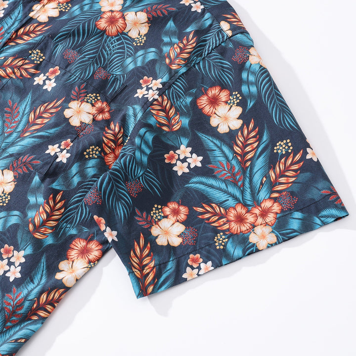 Men's Hawaiian Shirt Tropical Night Print By ME.COCO.DESIGN Cotton Button-down Short Sleeve Aloha Shirt