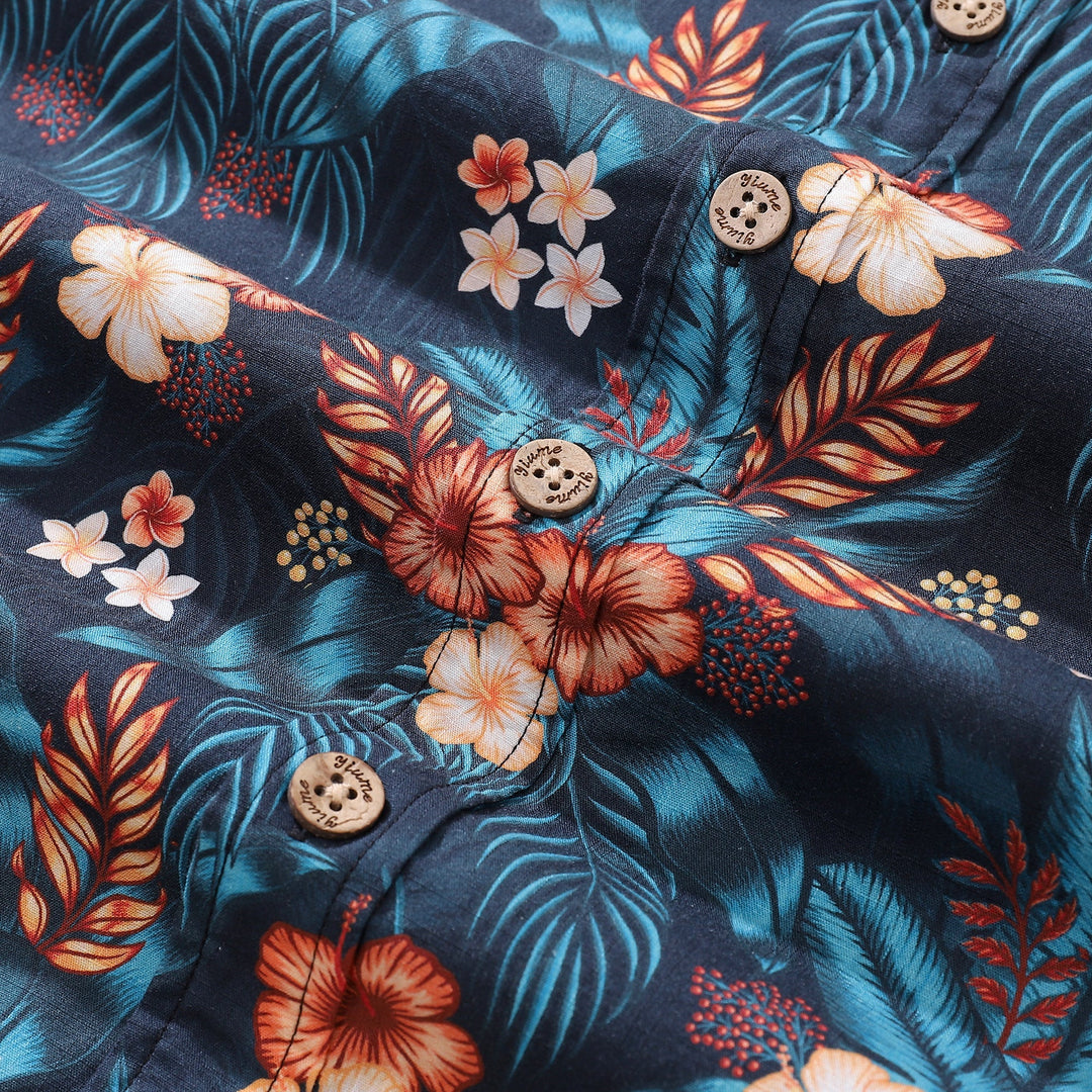 Men's Hawaiian Shirt Tropical Night Print By ME.COCO.DESIGN Cotton Button-down Short Sleeve Aloha Shirt