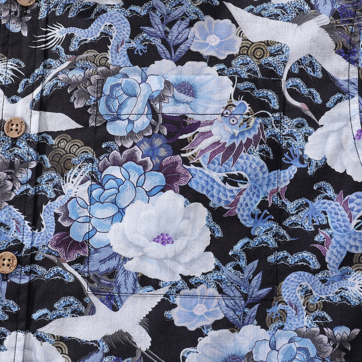 Men's Hawaiian Shirt Mystic Serenity Print Cotton Button-down Short Sleeve Aloha Shirt By Sylvia