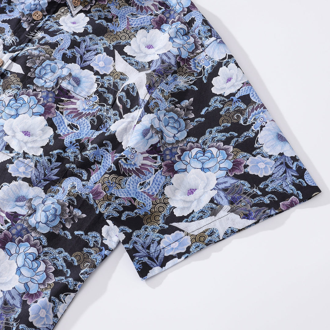 Men's Hawaiian Shirt Mystic Serenity Print Cotton Button-down Short Sleeve Aloha Shirt By Sylvia
