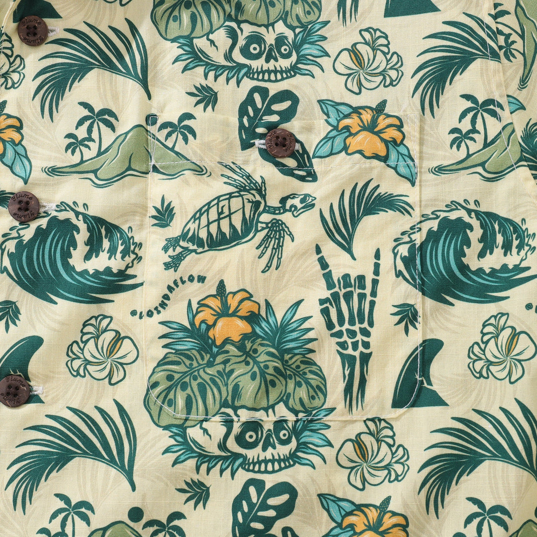 Men's Hawaiian Shirt Tropical Surf Punk Pattern By Laihha Organna Cotton Camp collar Short Sleeve Aloha Shirt