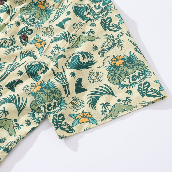 Men's Hawaiian Shirt Tropical Surf Punk Pattern By Laihha Organna Cotton Camp collar Short Sleeve Aloha Shirt