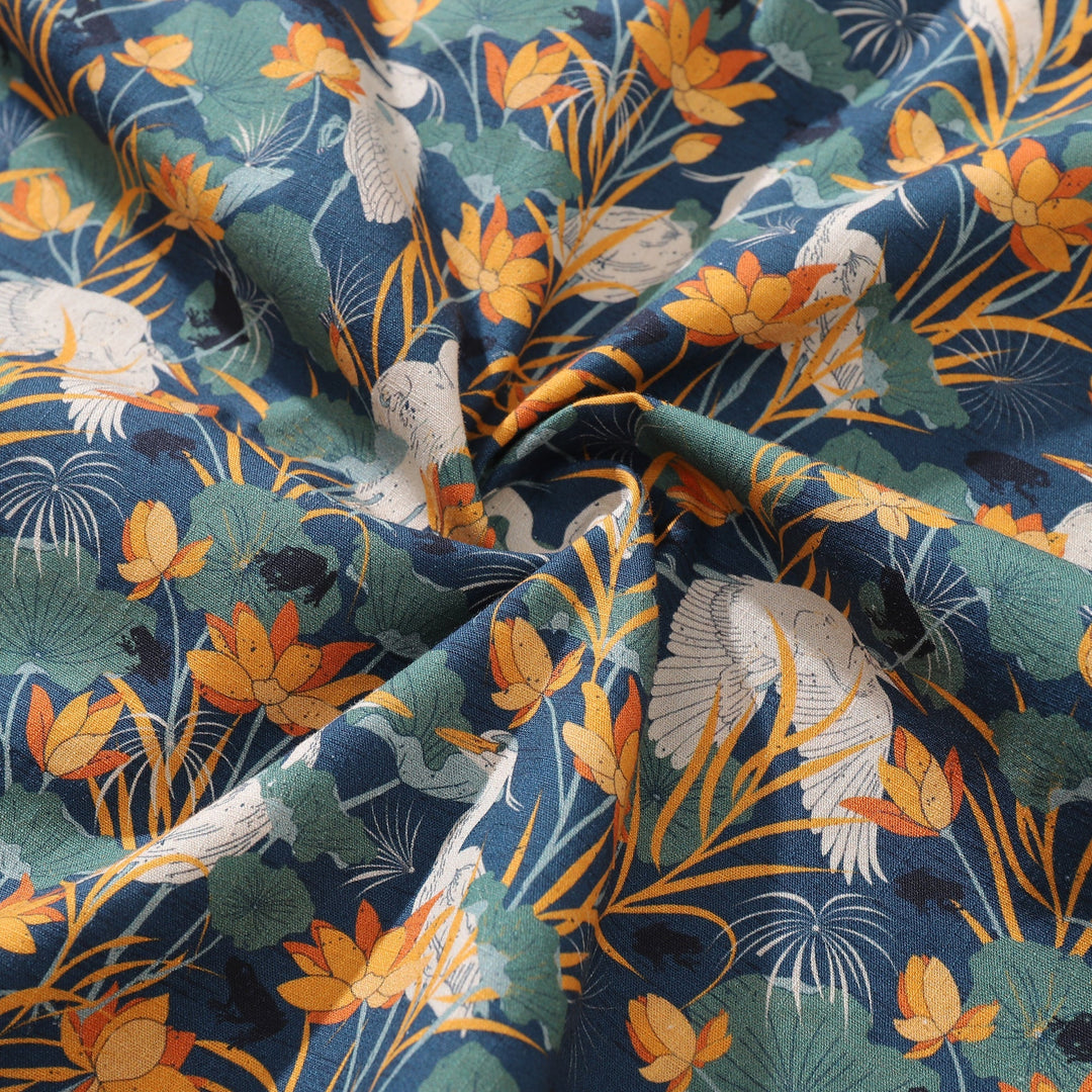 Men's Hawaiian Shirt By the pond By Cassandra O'Leary Cotton Button-down Short Sleeve Aloha Shirt
