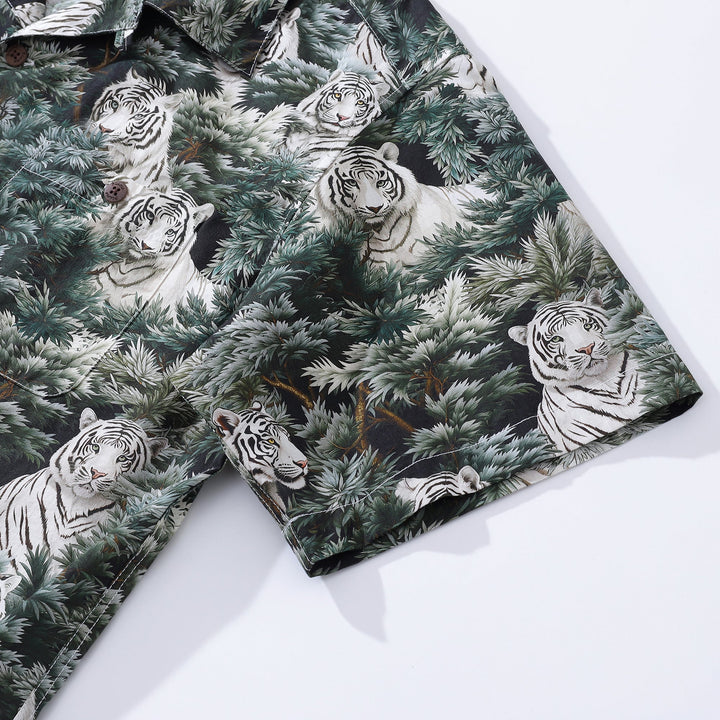 Hawaiian Shirt For Men Mighty Beast in the Pines Shirt Camp Collar 100% Cotton By Amy