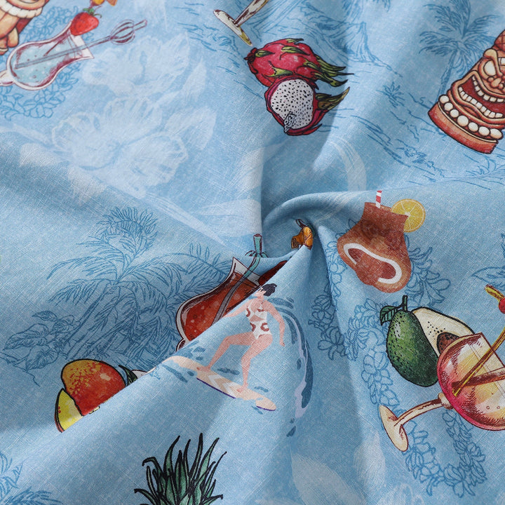 Hawaiian Shirts For Men Tiki Art Cocktail Party Tropical-Themed Print Shirt By Amy