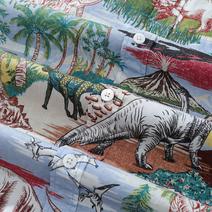 Hawaiian Shirts For Men Vintage Cretaceous Dinosaur Print Shirt By Amy