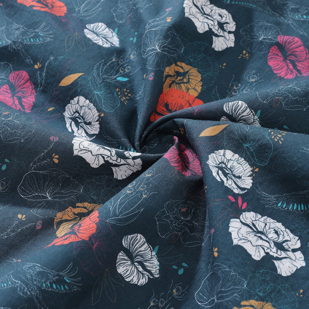 Hawaiian Shirt For Men Cranes Over Flowers By Véronique Shirt Camp Collar 100% Cotton