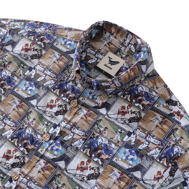 Men's Hawaiian Shirt Team Dynamics Print Cotton Button-down Short Sleeve Aloha Shirt By Sun