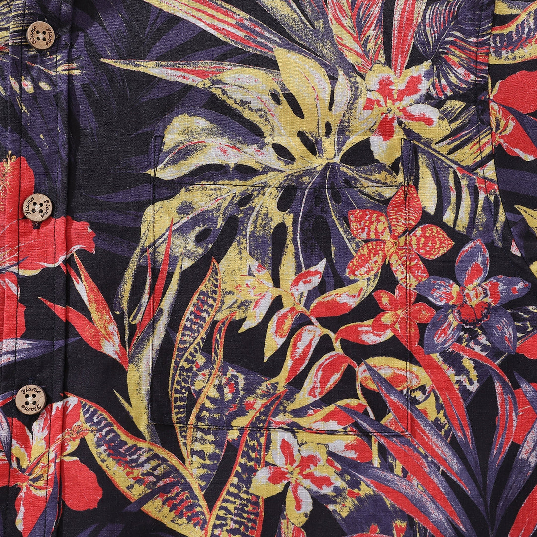 Men's Hawaiian Shirt Summer Night Print Cotton Button-down Short Sleeve Aloha Shirt By Amy
