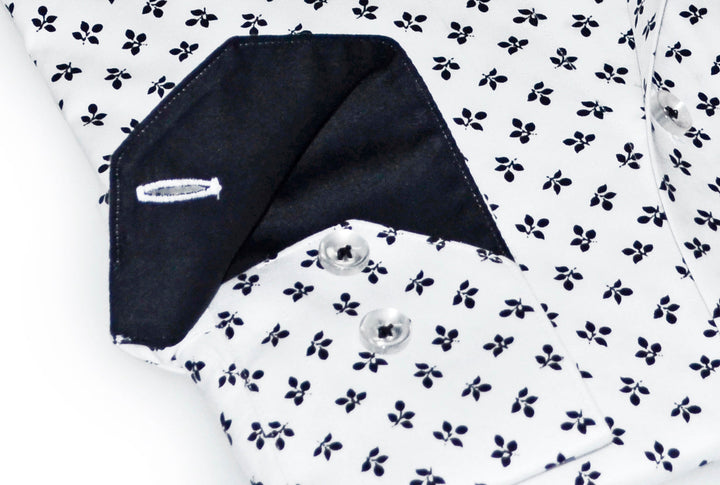 Jerry S  Button-Up Shirt With Contrast Details // White+Black // Contemporary Fit (Regular)- final sale