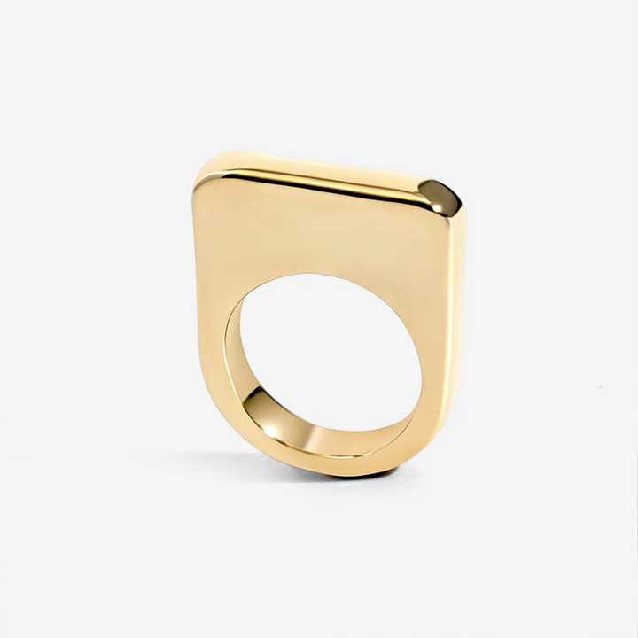 Lily Chunky Square Gold Signet Statement Ring