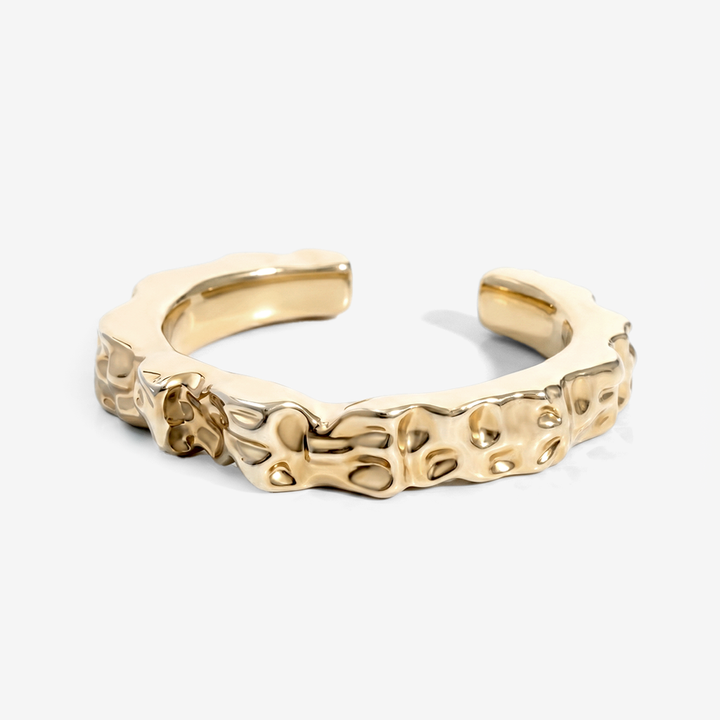 Nathalia Organic Textured Gold Open Cuff Bracelet