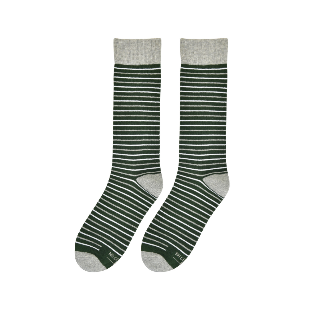 Hunter Green and White Striped Socks