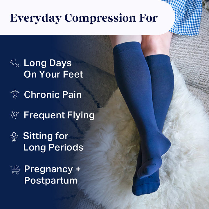 Knee-High Compression Socks - 3 Pack Solid (20-30 mmHg)