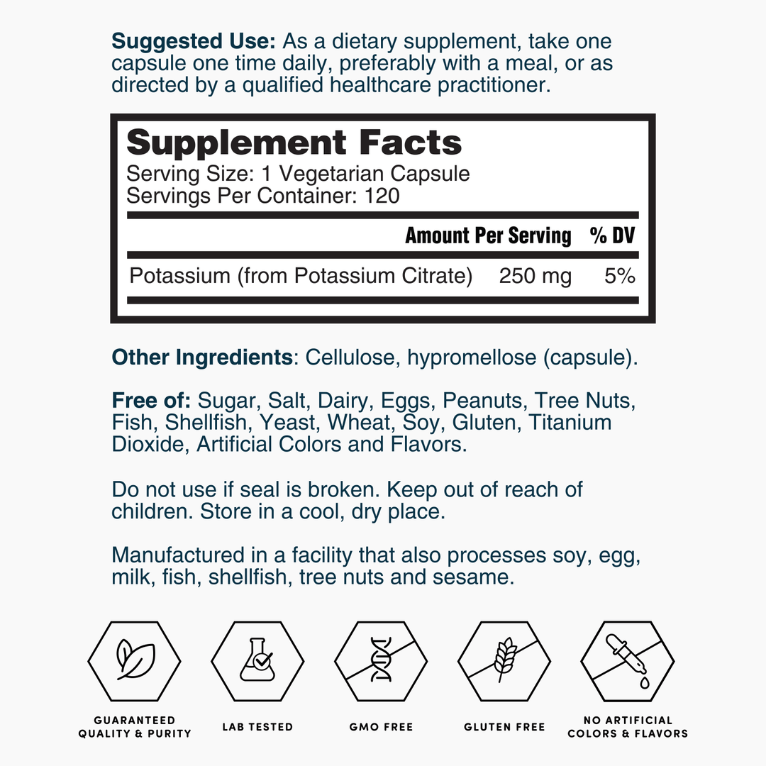 Nature's Lab Gold Potassium Citrate - 120 Capsules