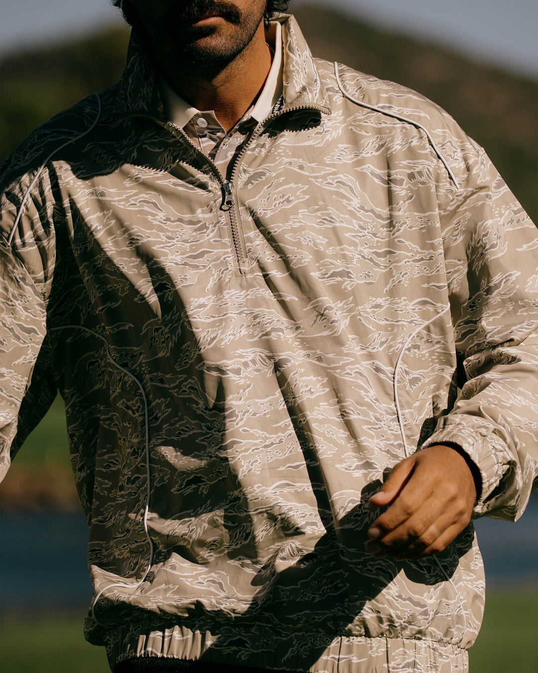 Pullover Piped QTR ZIP - Tiger Camo