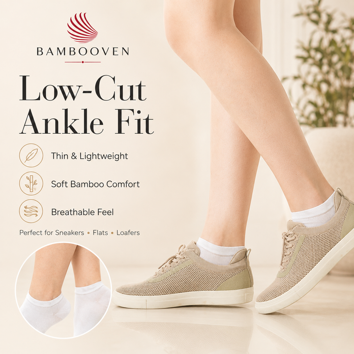 Women’s Bamboo Ankle Socks 6-Pack, White, Blush & Black