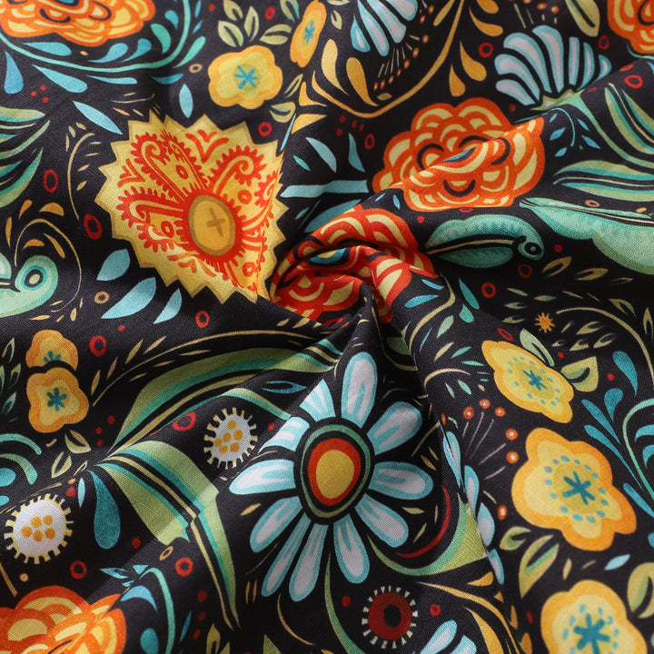1950s Hawaiian Shirt For Men Flower Button-down Shirt Short Sleeve 100% Cotton Shirt By Seven