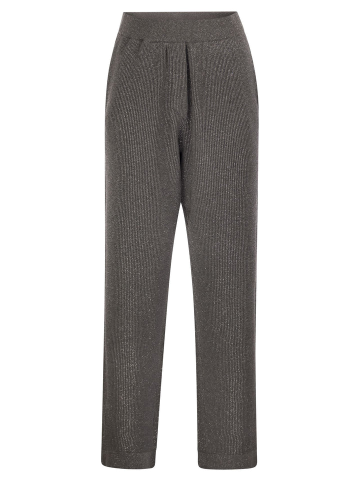 Brunello Cucinelli Women English Rib Cotton And Viscose Pants
