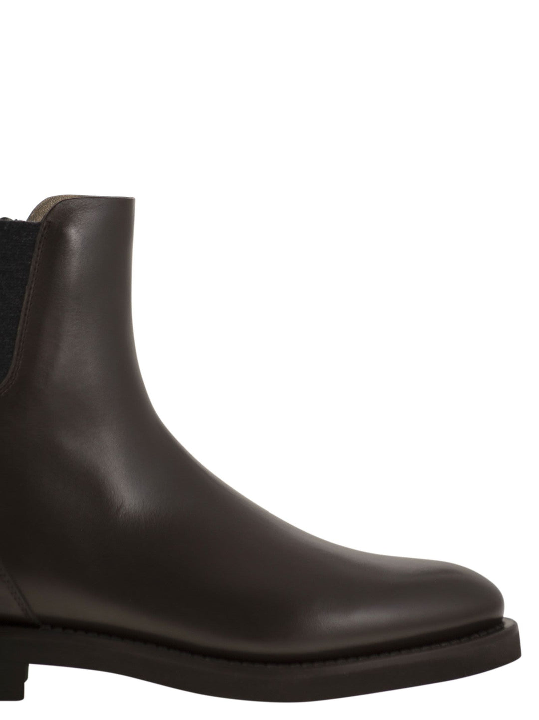 Brunello Cucinelli Women Chelsea Boot In Matt Calfskin With Shiny Detail