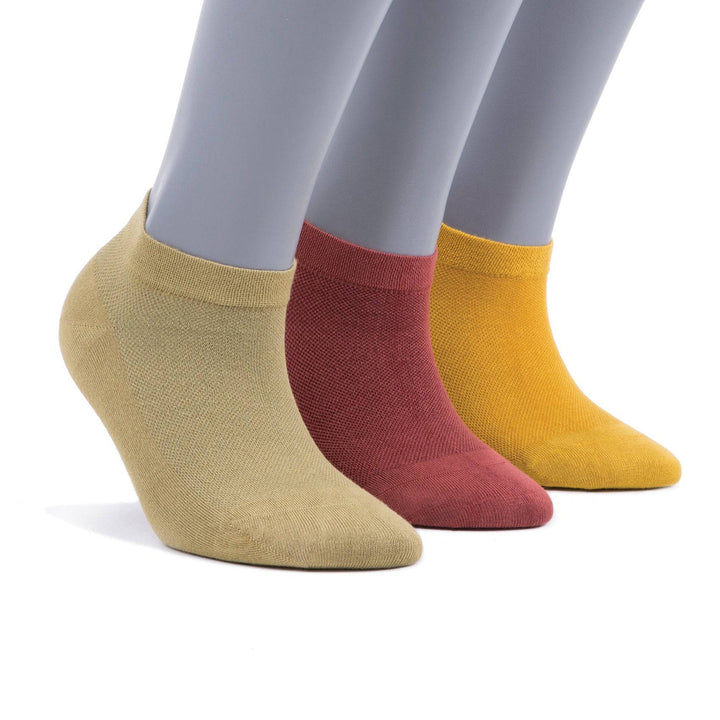 Women’s Bamboo Ankle Socks 3-Pack, Gold, Brick & Mustard