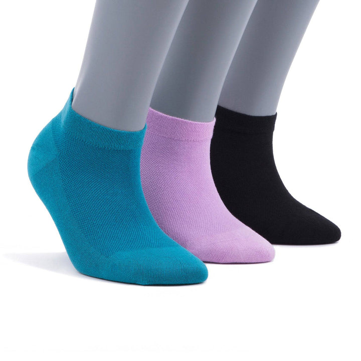 Women’s Bamboo Ankle Socks 3-Pack, Teal, Lilac & Black