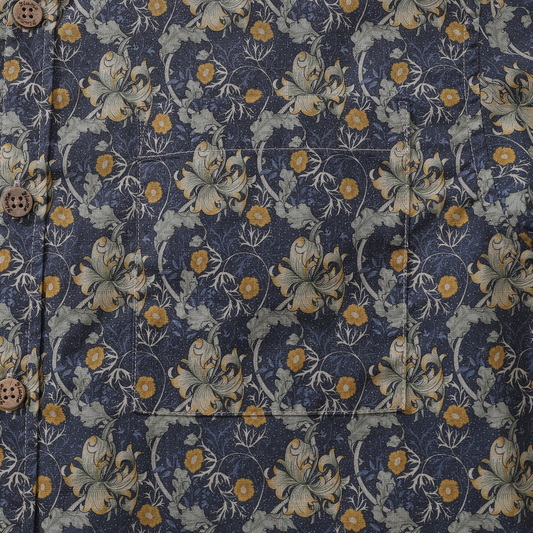 Men's Hawaiian Shirt Vintage Floral Print Cotton Button-down Short Sleeve Aloha Shirt By Sherry