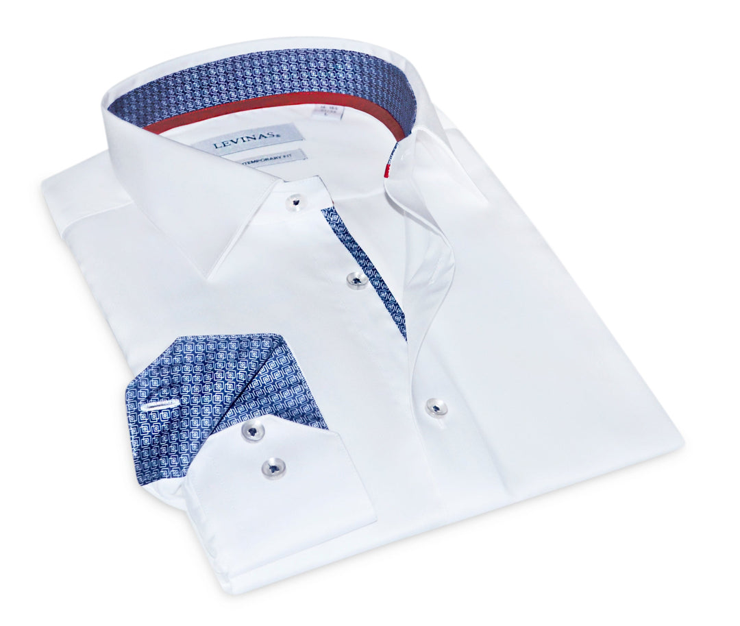 Robert Button-Up Shirt With Contrast Details // White // Contemporary Fit (Regular)