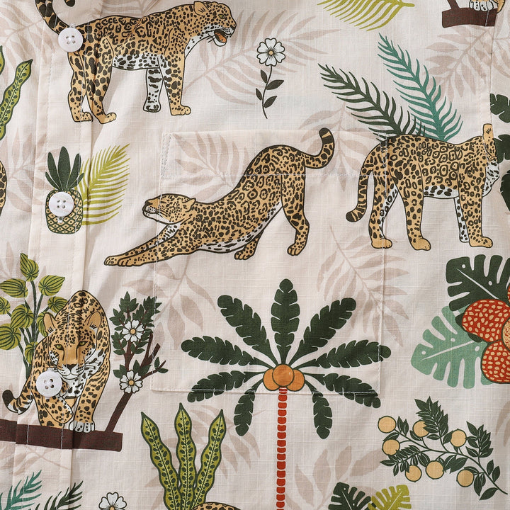 Funky Hawaiian Shirt For Men Adventure of the Jaguar Print Button Down Shirt By Julia Madoka