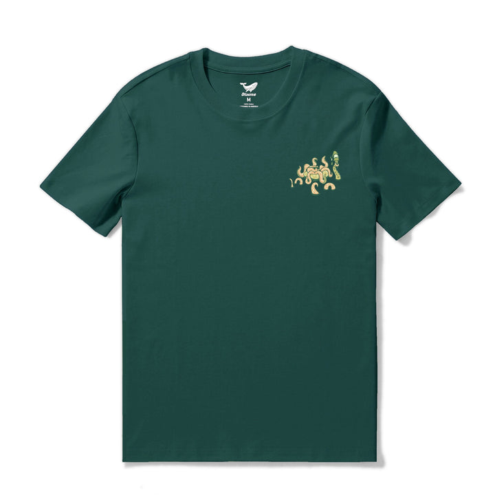 Hawaiian Tee For Men Taking the day off By Loindaflow Tee Crew Neck 100% Cotton - DARK GREEN By Laihha Organna