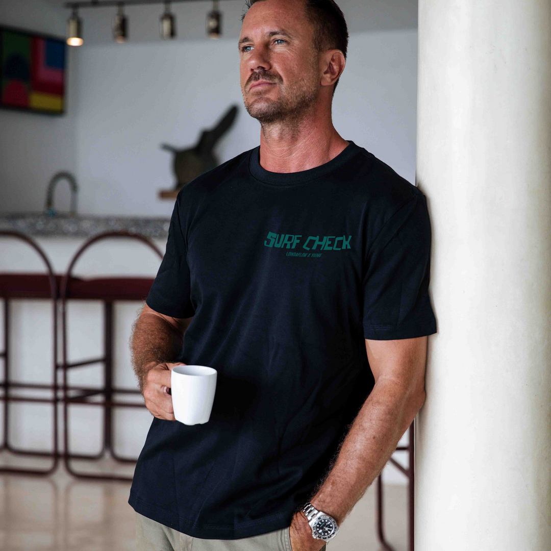Hawaiian Tee For Men Surf Check By Loindaflow Tee Crew Neck 100% Cotton - BLACK By Laihha Organna