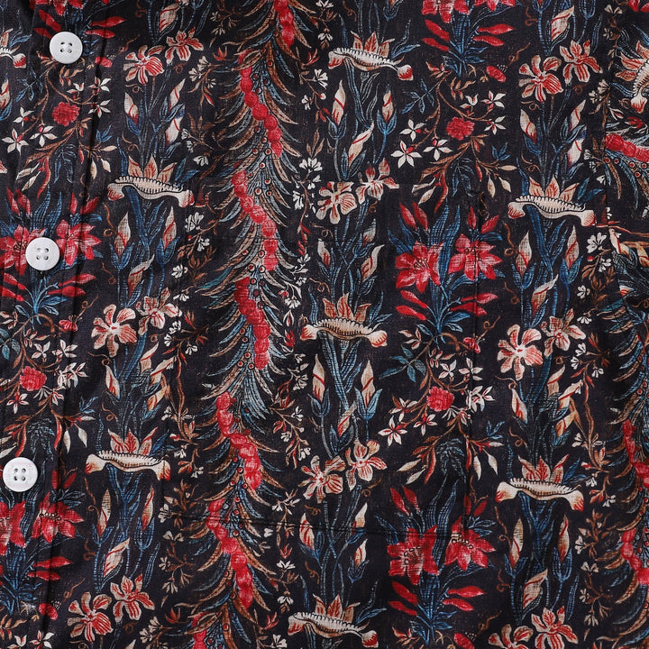 Men's Hawaiian Shirt The Genus Iris Print Cotton Button-down Short Sleeve Aloha Shirt By Amy