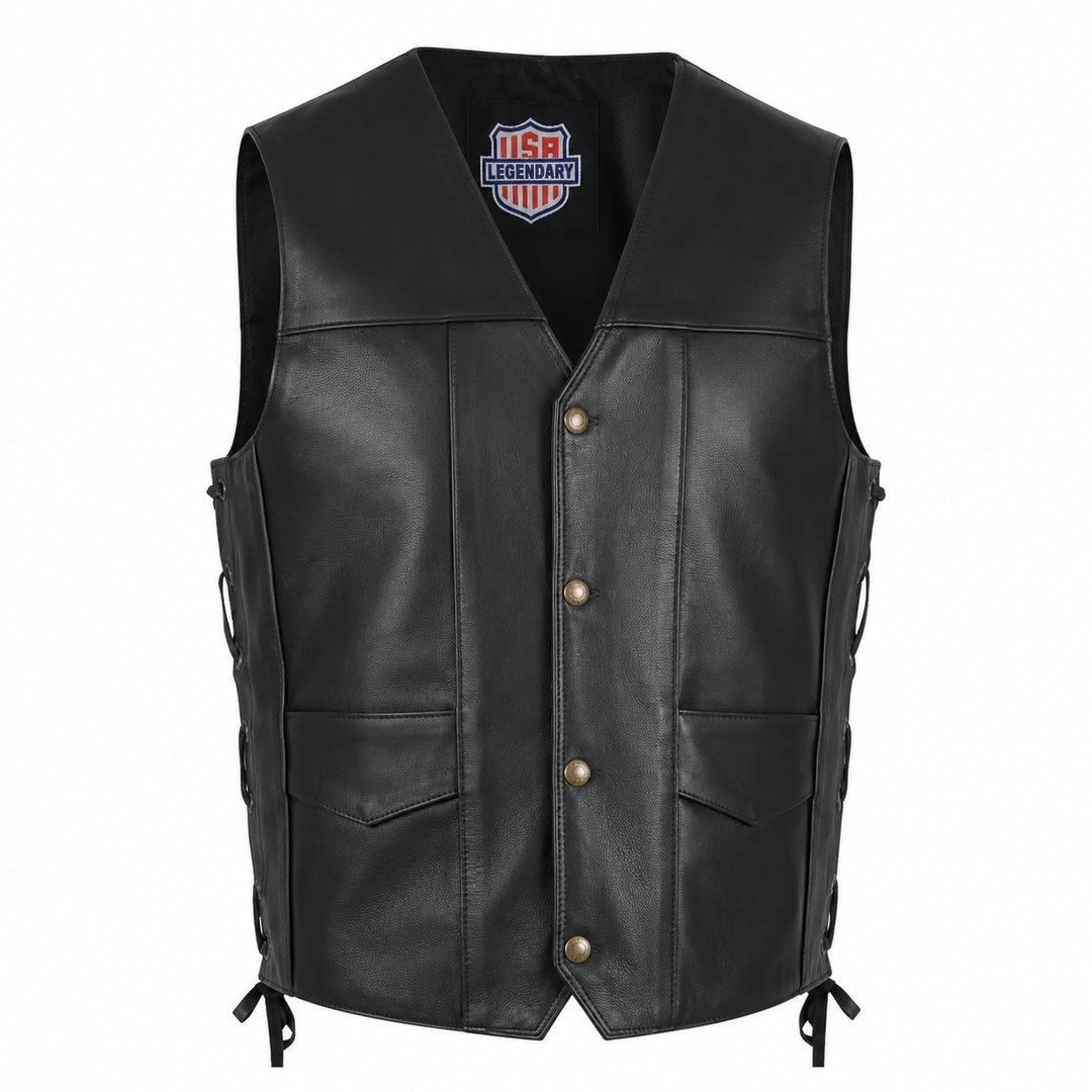 Legendary Dixon Men's Leather Motorcycle Vest