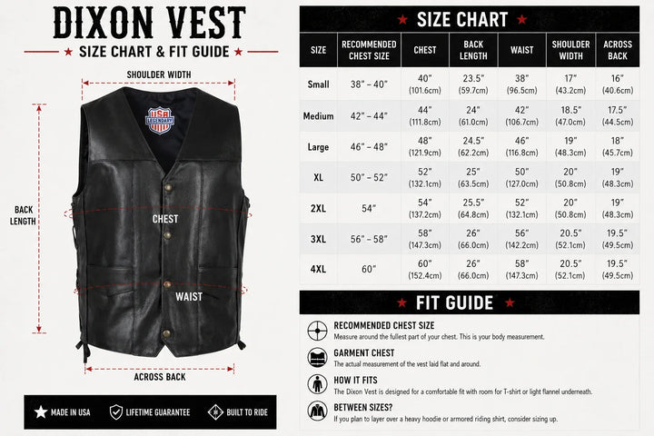 Legendary Dixon Men's Leather Motorcycle Vest