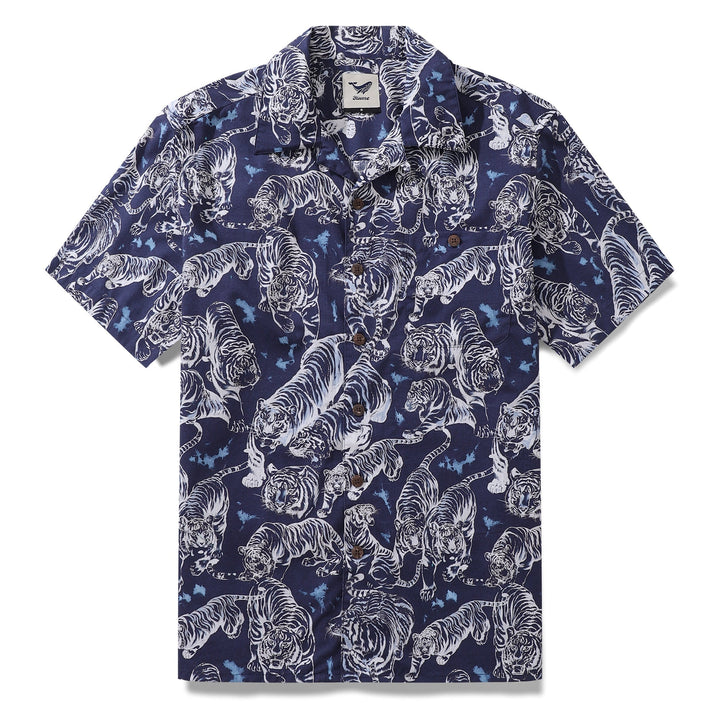 Hawaiian Shirt For Men Tiger King Contest Print Shirt Camp Collar 100% Cotton By Sherry