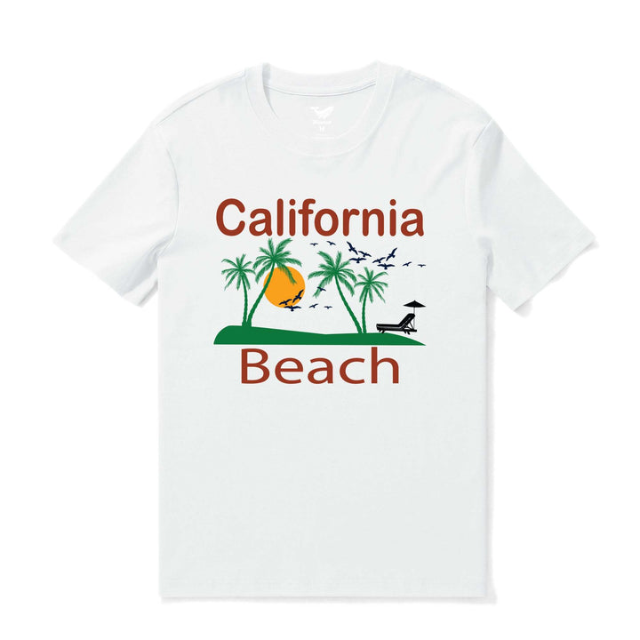 Hawaiian Tee For Men California Beach Tee Crew Neck 100% Cotton - WIHTE By Shawn