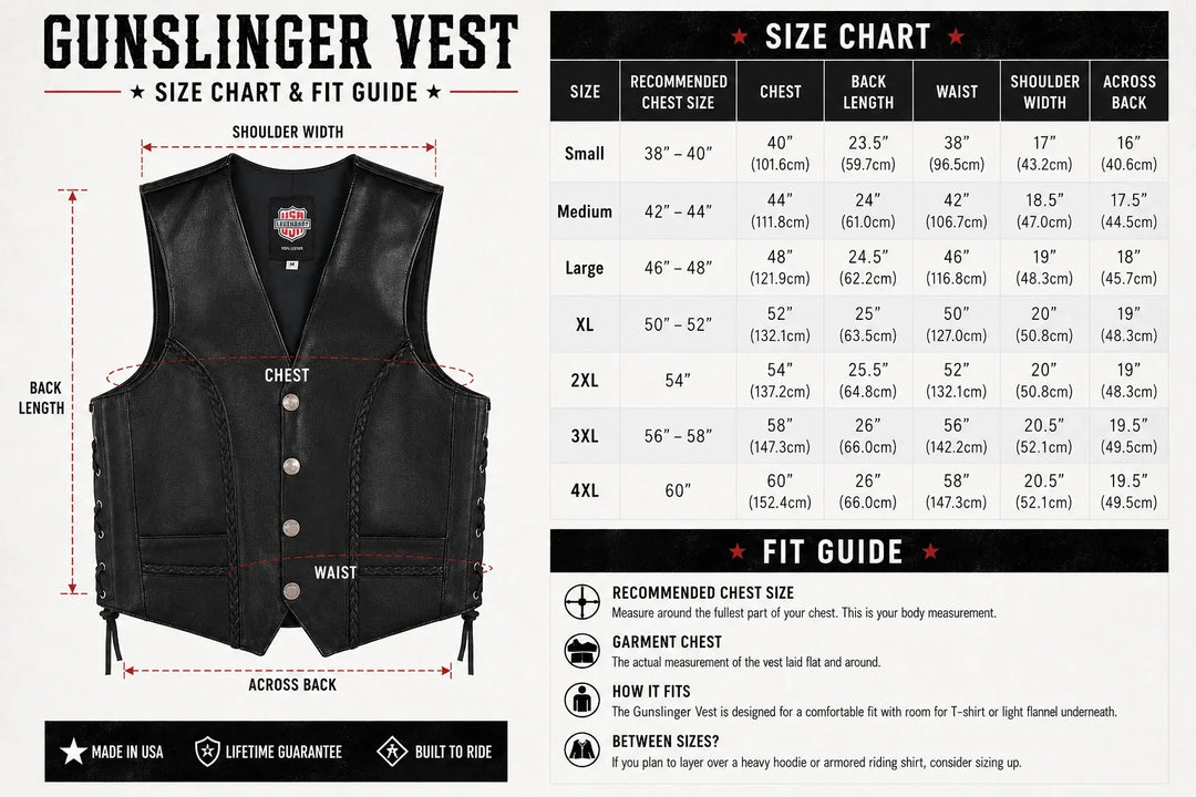 Legendary Gunslinger Men's Leather Vest