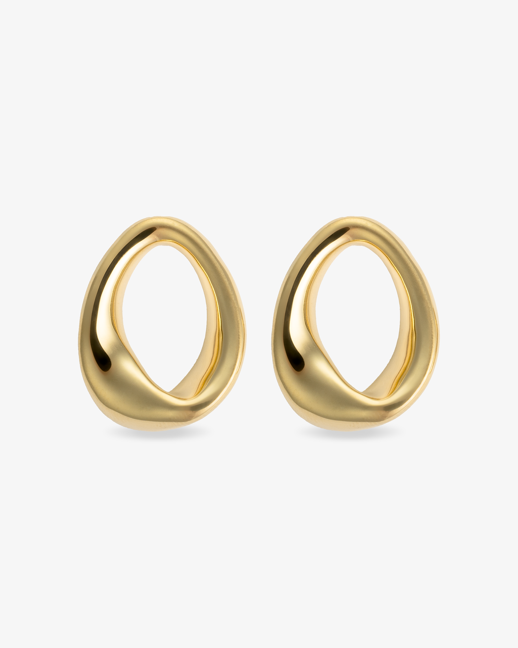 Kate Sculptural Open Oval Gold Statement Earrings