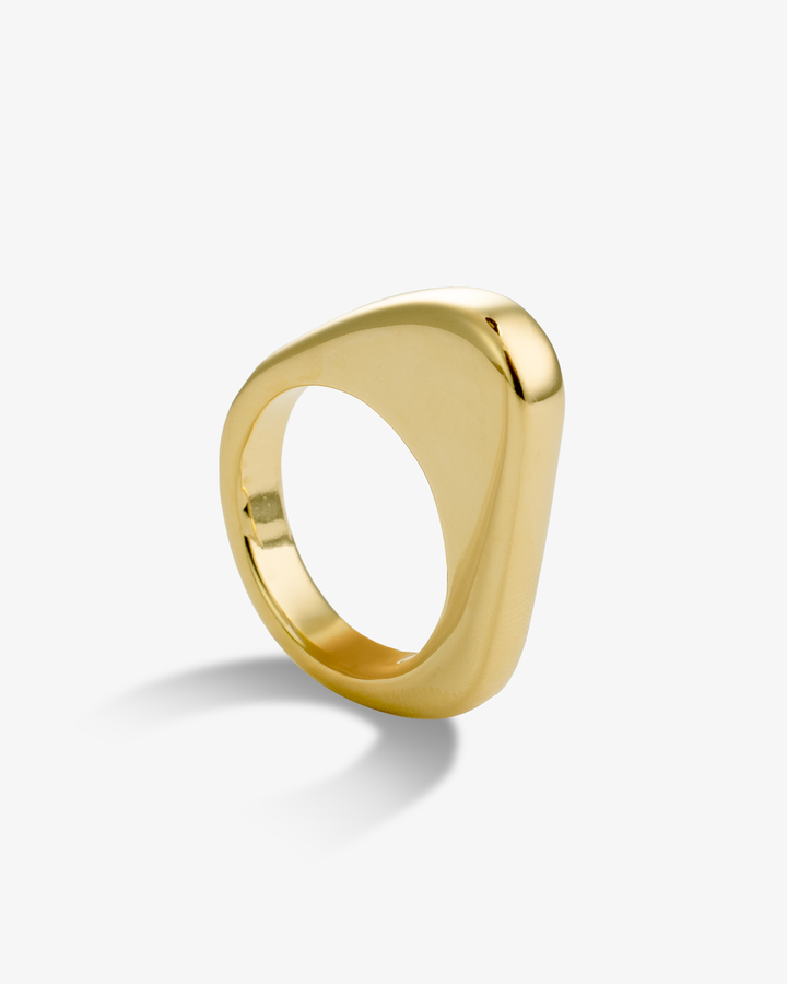 Luna Geometric Rounded Square Gold Statement Ring