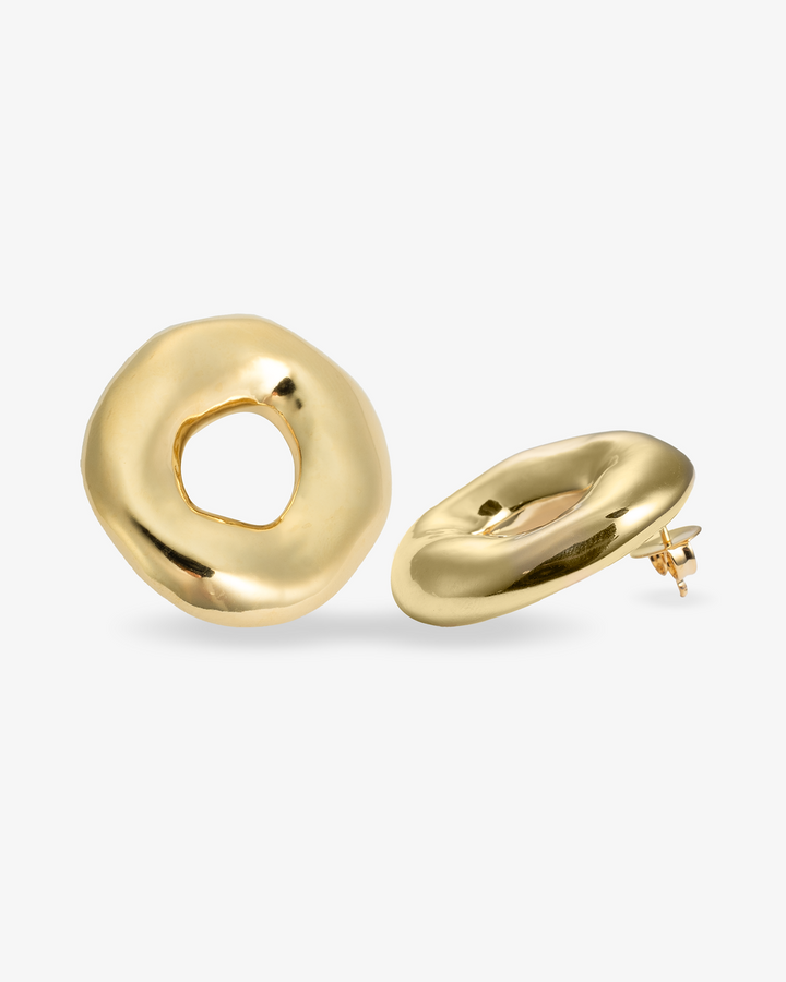 Mary Organic Donut Gold Statement Earrings