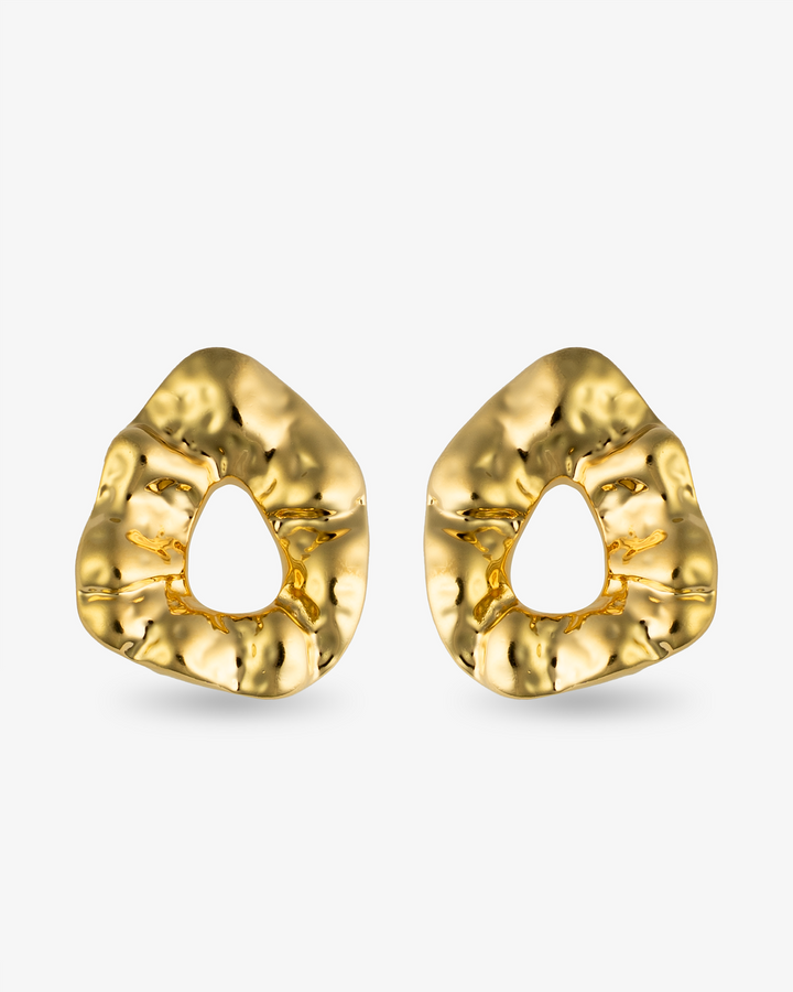 Nathalia Hammered Organic Gold Statement Earrings
